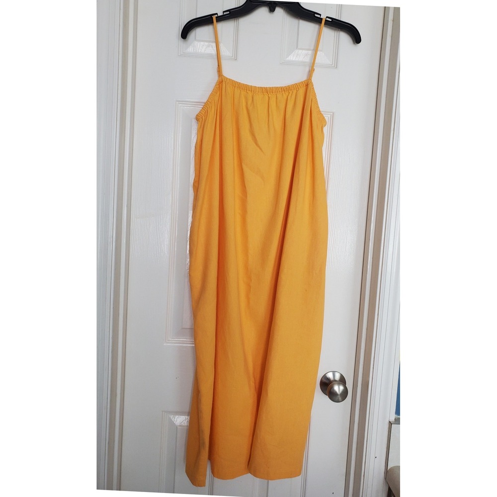 A New Day Midi Dress Linen Blend Spaghetti Strap Summer Sun Dress Small